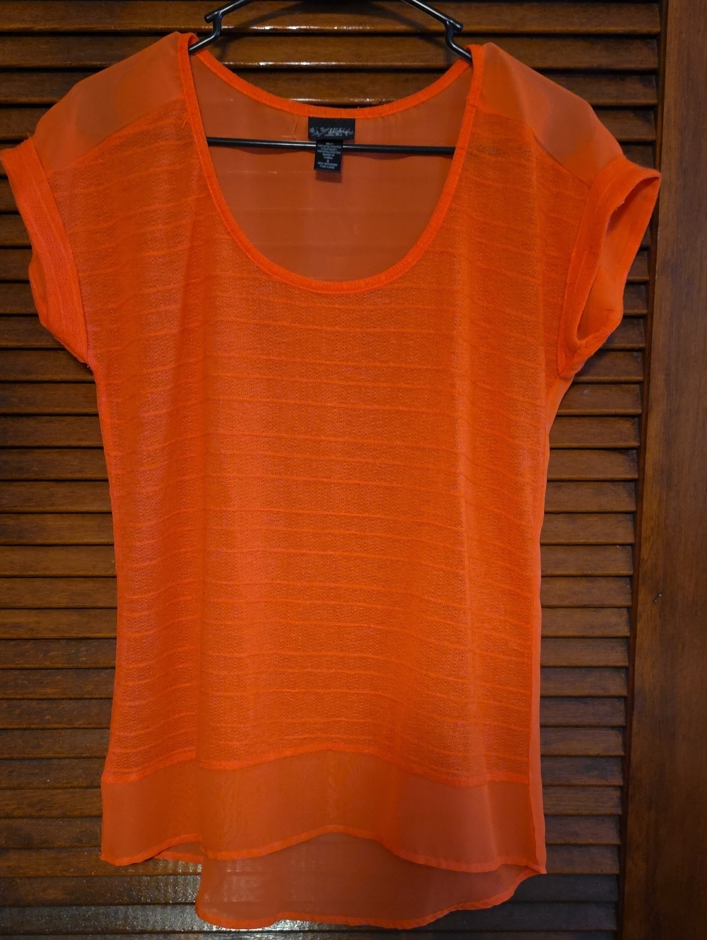 Jessica Simpson Bright Orange Sheer Short Sleeve Blouse